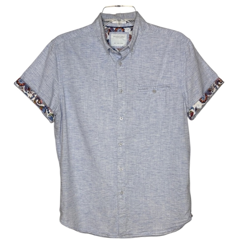 Denim & Flower Light Blue Casual Button Down Shirt